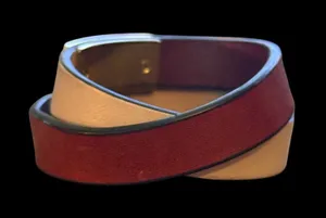 Fossil two tone leather wrap bracelet thumbnail 1