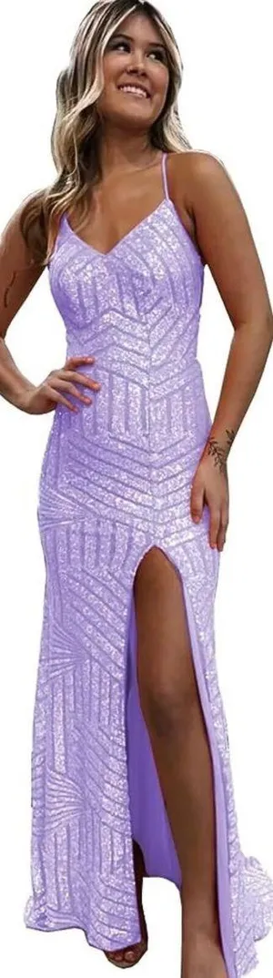 Long Lavender Prom Dress thumbnail 3