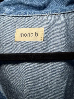 Mono B Blue Cropped Denim Jacket with Elastic Hem Size M thumbnail 2