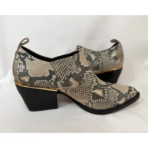 DKNY Snakeskin Embossed Leather Shooties Grey Python Block Heel Boots  7.5 thumbnail 3
