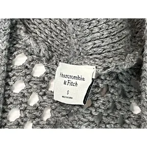 Abercrombie & Fitch Basket Weave Cotton Open Cardigan‎ Sweater SMALL Gray Shrug thumbnail 4