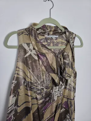 Aquilano Rimondi Silk Gold Camisole Top Abstract Designer Contemporary Medium thumbnail 2