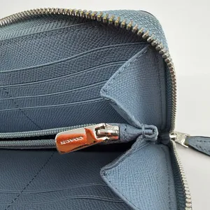 Coach Zip Around Wallet Dusty Blue Pebbled Leather Wallet thumbnail 7