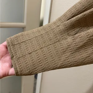 Glam Women's Taupe Waffle Knit Long Sleeve Top size M thumbnail 3