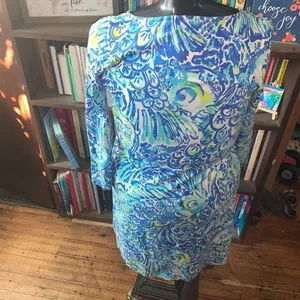 Lilly Pulitzer Blue Cush After Party XS 3/4 sleeve knit Erin Dress thumbnail 4