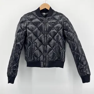 Alo Yoga Idol Bomber Workout Jacket‎ Black Down Filled Puffer Small EUC thumbnail 3