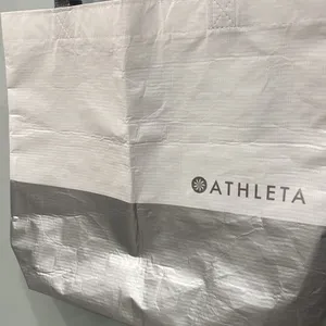 Athleta White Grey Silver Tote Shopping Gift Bag Used thumbnail 2