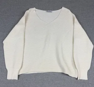 Tommy Bahama Sweater Womens L White Cotton V Neck Dolman Sleeve Knit Pullover thumbnail 1