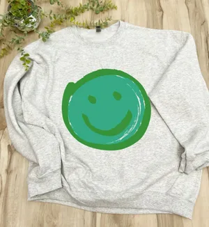 NEW / Green smiley face sweatshirt - custom thumbnail 2