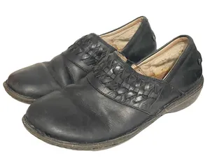 Crocs UGG Australia ANILA Slip-on Shoes Womens Sz 9 Black Leather Wool Lined‎ Braided thumbnail 1