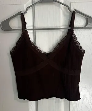 H&M Lace Trim Tank Top Brown thumbnail 1