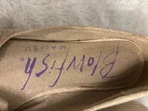 Women linen blowfish 7 tan casual open toe shoes thumbnail 4