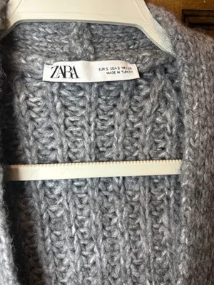 ZARA Gray Chunky Knit Cardigan sweater small thumbnail 3