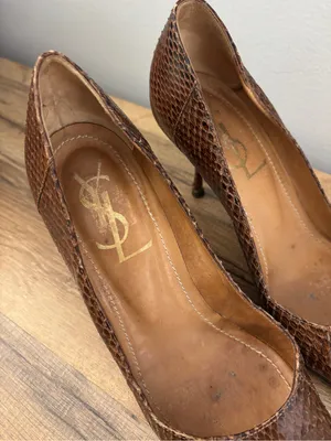 YSL Yves Saint Laurent Lizard Print Leather Stiletto High Heels thumbnail 5