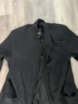 Simply Vera Wang Womens XL Black Draped Open Front Boyfriend Blazer 3/4 Sleeve thumbnail 8