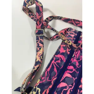 Vera Bradley‎ Crossbody Bag Quilted Floral Zipper Pockets Boho Navy Pink 11x11" thumbnail 11