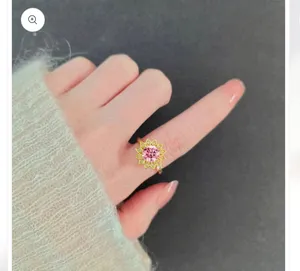 Dainty Sunflower Anxiety Fidget Spinner Ring in Solid Copper Gold thumbnail 2