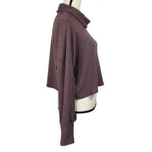 Wild Fable XX-Large Crop Top Waffle Knit Long Sleeve Cowl Neck Stretch Purple thumbnail 3