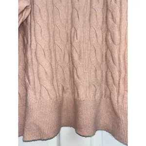 Aerie Dusty Pink unReal Cable Knit Crew Sweater S Cozy Oversized thumbnail 7