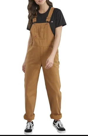 Dickies NWT Relaxed Fit Bib heritage Overalls - Rinsed Brown Duck size M thumbnail 4