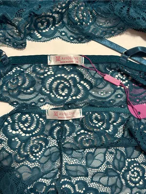 Avidlove Lace Bralette & Boyshort Set in Teal thumbnail 4