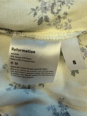 Reformation Posie Midi Dress Theresa Print Blue White Floral Size 8 EUC thumbnail 5