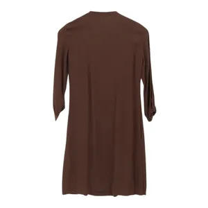 Sandro Pleated Button Shift Dress Size US 4 Brown Parisian Pockets‎ Minimalist thumbnail 4