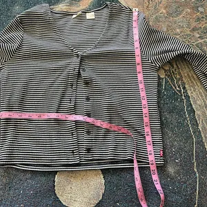 Levi’s Black White Stripe Ribbed Button Front Long Sleeve Women’s Large Top Y2K thumbnail 11