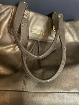Coach Ashley Satchel Style F15513 Metallic Bronze Leather Carryall Shoulder Bag thumbnail 9