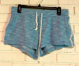 Aerie- Heather Blue Boho Cotton Shorts with Drawstring & Stripes- Size Medium thumbnail 1