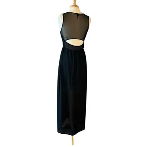 Marineblu Black Maxi Dress with White Embroidery Medium thumbnail 2