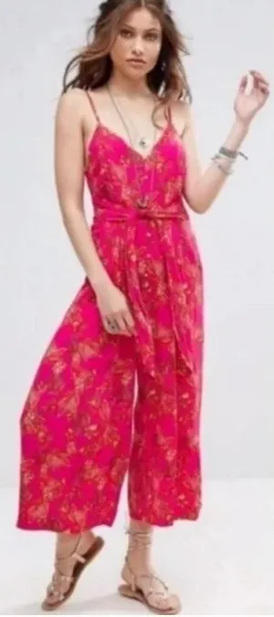 Free People Hot Tropics Floral Jumpsuit Women’s Sz. 2 thumbnail 1