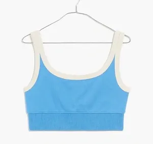 Madewell Terry Ribbed Bralette Crop Top Blue Athleisure Active Casual XS NWT thumbnail 5