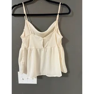 American Eagle Cream Cowl Neck‎ Peplum Camisole Top Adjustable Straps Small thumbnail 6