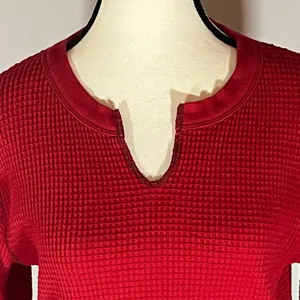 Madewell Women’s Long Sleeve Waffle Knit Henley Style Neckline Top thumbnail 2
