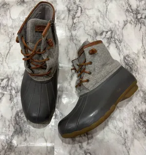 Sperry Saltwater Top-sided wool boot lace up grey gray size 10 winter rain thumbnail 1