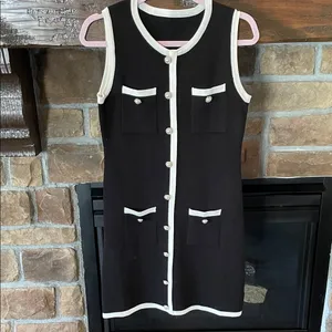 Commense Knit Pearl Buttons Mini Dress Black Size M thumbnail 2