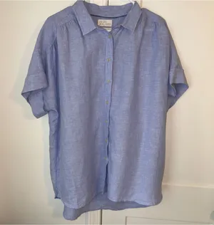 J.Crew $118 Relaxed 100% Linen Womans LT Baird McNutt Irish Linen Short Sleeve thumbnail 1