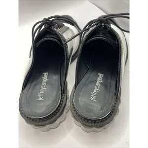 Jeffrey Campbell Lebovit Mule Low Heel Womens Sz 6 Open Back Shoes Silver Black‎ thumbnail 5