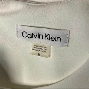 CALVIN KLEIN White Dress Puff Sleeve High Waist Lined Scuba Crepe Size 8 thumbnail 8