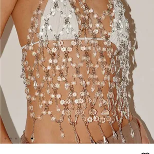 Peppermayo Crystal Embellished Crop Top - Silver and White thumbnail 2