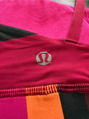 Lululemon Sports Bra Women's Size 4 Pink Orange Striped Active Wear Yoga Stretch thumbnail 3