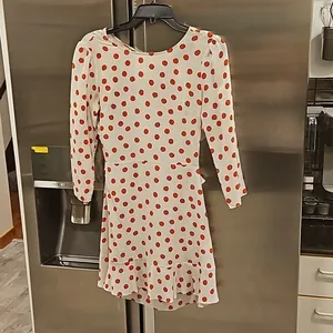 💕REALISATION PAR💕 Goldie Cherry Dress ~ Red Polka Dot Print XS 100% Silk thumbnail 11