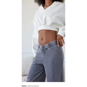 Urban Outfitters Out From Under Washed Black Crossover V-Waist‎ Wide Leg pants thumbnail 4
