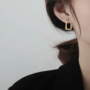 Geometric square gold hoop earrings for women thumbnail 4