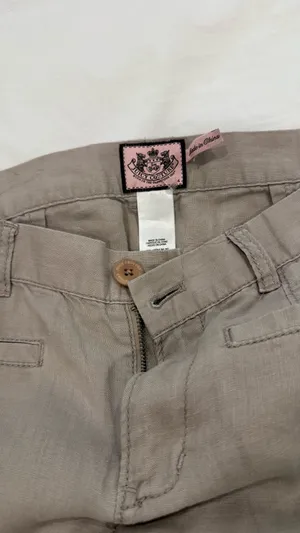 Juicy couture womens khaki linen pants sz 4 thumbnail 2
