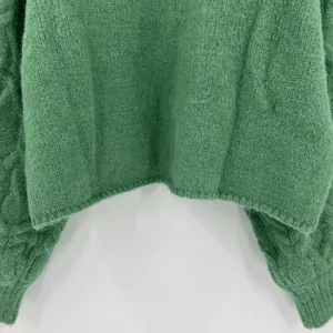 Vici Siarah Green Cable Knit Sweater Women's XL Crew Neck Ribbed Cozy Oversized‎ thumbnail 8
