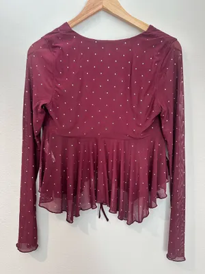 Francesca's Angie embellished mesh top thumbnail 2