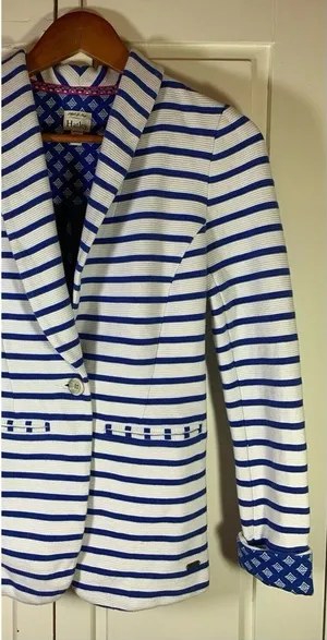 Hatley Nautical‎ Striped Jacket Blazer Womens Small Stretch Preppy Country Club thumbnail 1