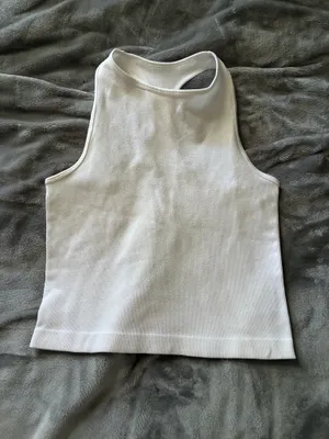 Intimately Free People Women’s White Ribbed High-Neck Halter Tank Top thumbnail 2